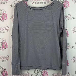 GAP fit long sleeve stripes navy blue Black and White Striped Blouse